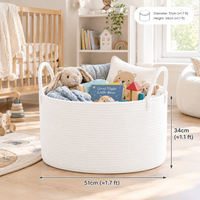 Panier de rangement en corde de coton blanc avec poignées, grand panier rond pour le linge, les jouets, les couvertures, pour la chambre à coucher, le salon, la décoration de la maison