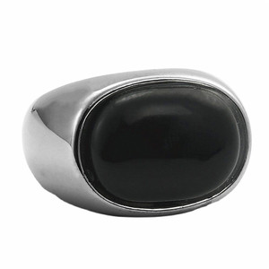 <b>Men's</b> Titanium Steel Oval <b>Ring</b> With <b>Black</b> And Brown Stone Bezel Setting Retro Style Jewelry Gift For <b>Men</b> - Product Image 4
