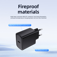 Pengisi Daya Cepat USB C PD 20W Satu Port Tipe C Charger Dinding Colokan EU Adaptor Perjalanan Pengisian Cepat untuk Ponsel