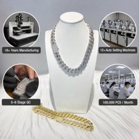 Collier cubain CCN ZIRCON Iced Out en laiton plaqué or épais, personnalisé, bijoux hip-hop avec formes géométriques – Vente directe usine