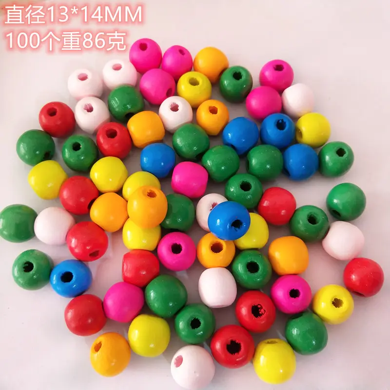Colorful Wooden Beads Large Hole Loose Ball Beads Making DIY Bracelet Necklace Jewelry Accessories