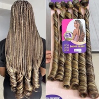 Cheveux synthétiques pré-bouclés pour tresses, Deep Twist, 24 pouces, épais, résistants à la chaleur, faux locs ombrés avec pointes bouclées, 3 paquets