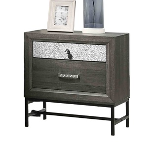 Contemporary Nightstand With Metal Legs And Acrylic Handle Gray Finish Bedroom Furniture - Product Image 5