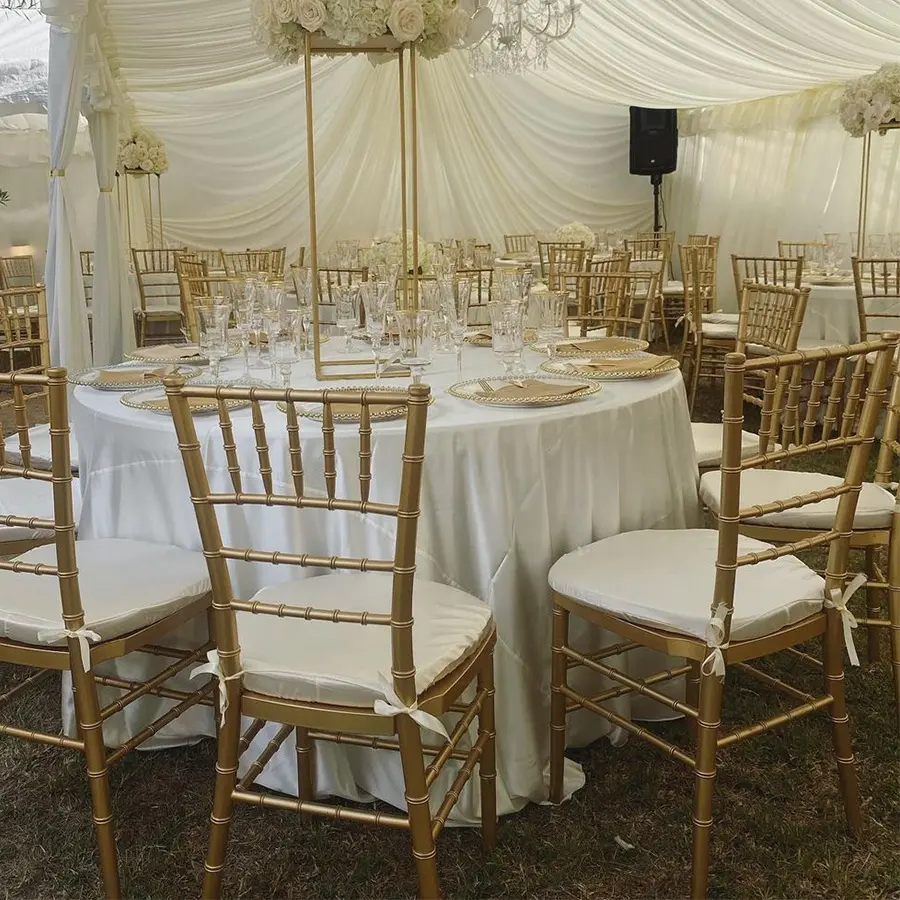 Wholesale Stackable Hotel Tiffany Party Wedding Gold Resin Chiavari Chair For Event