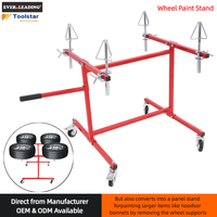 Carro compacto de 4 ruedas para pintura con soportes de cono ajustables, altura de banco de 780 mm, mesa de trabajo de 830x830 mm, estructura galvanizada, ruedas sólidas de 4 pulgadas