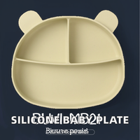 Assiette à ventouse pour bébé en silicone de qualité alimentaire, motif dessin animé, design moderne, écologique, avec compartiments, pour la diversification alimentaire des tout-petits (ODM/OEM)