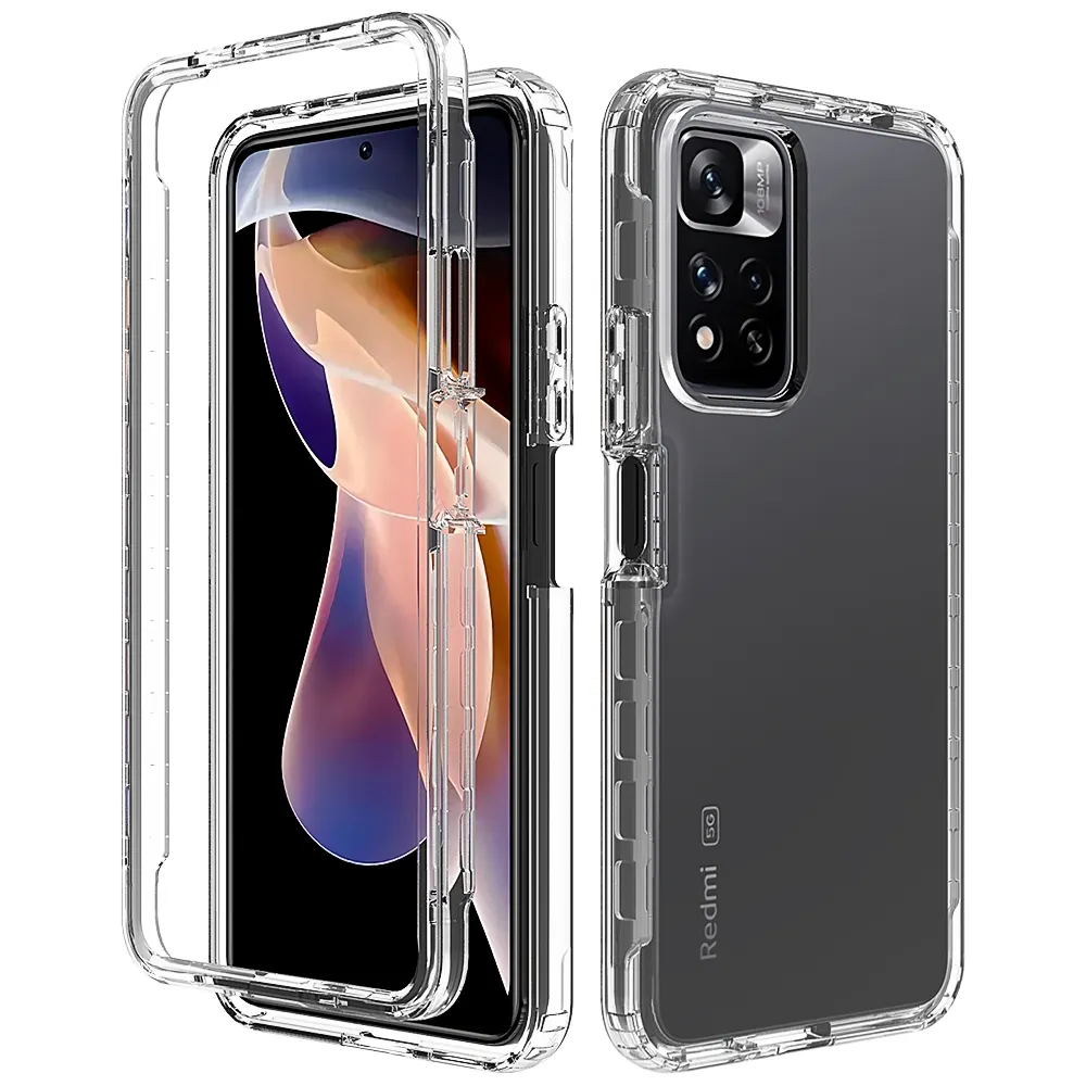 Transparent 2 IN 1 TPU+PC Protection Shockproof Phone Case For Redmi Note 11 Pro Plus 5G
