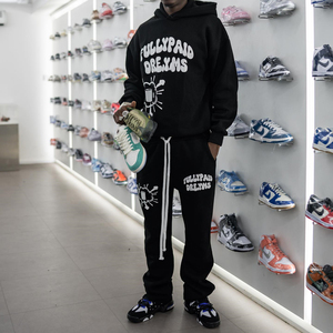 Custom Logo Mens Heavyweight French Terry 3D Puff Print <strong>Tracksuit</strong> Flared Stacked Sweatpants and Hoodie Set <strong>Tracksuits</strong> for Men - Product Image 1