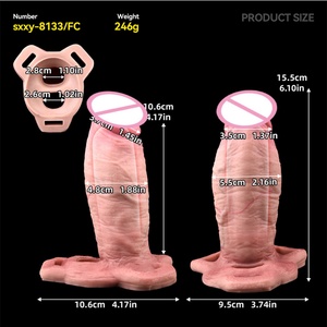 SXXY Ultra Closed Head Penis Sleeve With Strap on Belt Realistic Hollow <b>Dildo</b> Sheath Sleeve Belt Silicone Male Sex Toy Wholesale - Product Image 2