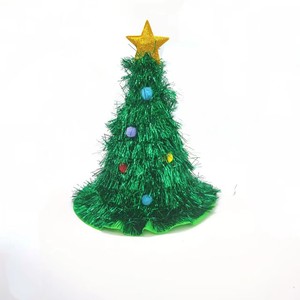 Chapeau de Père Noël vintage écologique vert avec des copeaux d'oignons et des bandes de fourrure Shalta pour décorations de fête - Product Image 4