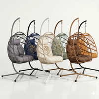 Nouvelle chaise suspendue en rotin pliable et portable pour l'intérieur et l'extérieur, salon, jardin, balcon, terrasse, avec support