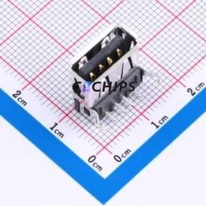 292303-6 USB Connector Bent Lead Through Hole Connector Type-A USB 2.0 Female Right Angle Insert - Product Image 1