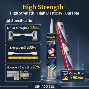 ซิมิอาโด 212 กาวซิลิโคนฟรี PU ซีลแลนท์ ทาสีได้ กาวอุตสาหกรรมสำหรับงานก่อสร้าง ยานยนต์ ห้องสะอาด 300 มล. 590 มล. - Product Image 3