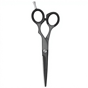 Ciseaux de coiffure professionnels noirs avec vis de tension réglable et repose-doigts amovible - Product Image 1