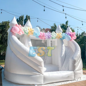 Casa de rebote para niños de nuevo estilo, toboganes de doble carril, castillo hinchable blanco, casa de rebote comercial, Tobogán, Combo de pozo de bolas - Product Image 3