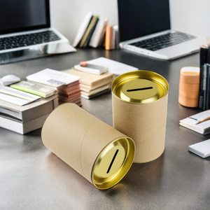 Tùy Chỉnh Con Heo Đất Ngân Hàng Phân Hủy Sinh Học Ống Giấy Các Tông Với Đồng Xu Vòng Kraft Giấy Hộp Xi Lanh - Product Image 6