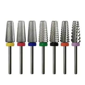 HYTOOS Tapered Nail Drill Bits With Cut 5 in 1 Carbide Nail Bit Milling Cutter for Manicure Nails Accessories Remove Gel Tool