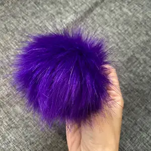 DIY Kunst pelz Pom Poms Ball mit Druckknopf Abnehmbarer Druckknopf Flauschiger Pompon Haarball für Strick mützen Schuhe Schals Tasche Zubehör