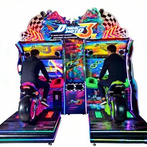 Machine d'arcade de course de motos dynamique et connectable pour 2 joueurs, simulateur à monnayeur pour centres de jeux compétitifs multijoueurs - Product Image 4