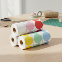 Étiquettes thermiques rondes imperméables de 2 pouces (50 mm), personnalisées, thermosensibles, multicolores, rouleaux d'autocollants d'impression thermique, étiquettes thermiques colorées