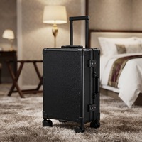 Valise de luxe classique haut de gamme en aluminium rigide avec motif de fleurs de glace, serrure TSA, roues pivotantes à 360 degrés