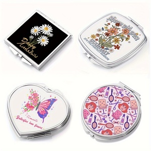 Custom Metal Makeup Mirrors Foldable Compact DIY Photo Polished Finish Pocket Mirror