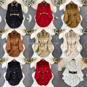 Chemisier élégant et noble <span class=keywords><strong>pour</strong></span> femme, col en V, imprimé floral, manches longues, boutonné, en coton biologique, <span class=keywords><strong>pour</strong></span> soirée, été, décontracté, en mousseline - Product Image 5