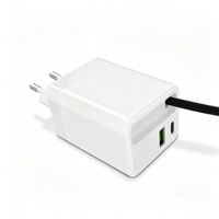 Chargeur GaN rapide OEM 45W avec câble rétractable Type-C 2 ports, prise EU, USB-C PD 3.0 pour la charge de montres connectées/iPad/téléphones portables