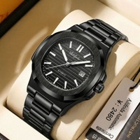 Montre à quartz Aili Feida pour homme, 43 mm, acier inoxydable, fond creux visible, lumineuse, épaisseur du boîtier 11 mm, étanche 30 m