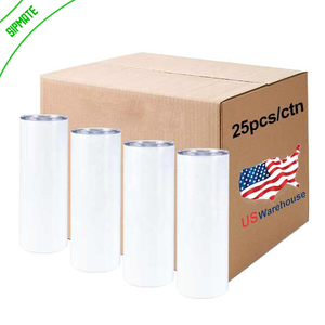 Tasses à café isothermes à double paroi bon marché en acier inoxydable blanc de 20 oz, forme droite et fine, vierges pour sublimation, entrepôt USA - Product Image 1