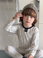 Ensemble de pyjamas pour enfants de haute qualité, 95,5% coton, 4,5% élasthanne, vêtements de nuit à manches longues pour l'automne et l'hiver, OEM, stock en gros disponible