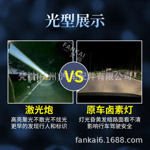 GZTOPHID Phares de voiture miniatures à faisceau haut LED de 4e génération, canon laser, aluminium aéronautique, yeux de démon rouge/bleu intégrés externes - Product Image 6