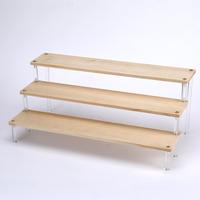 Présentoir acrylique et en bois, support en bois de présentoir transparent à 3 étapes pour l'affichage des caractères populaires