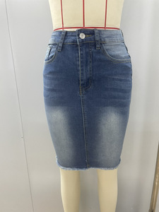 Nuova <span class=keywords><strong>gonna</strong></span> estiva in <span class=keywords><strong>Denim</strong></span> di cotone sfilacciato a vita alta elasticizzata da donna-stile elegante e aderente - Product Image 6