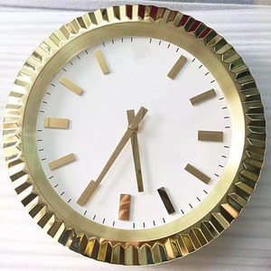 Gold Metal <b>Wall</b> <b>Clock</b> Quartz Analog Round <b>Silent</b> Battery Powered 14 Inch Single Face for Living Room Decor - Product Image 3