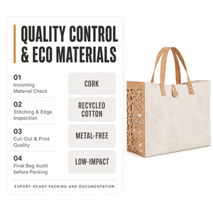 Bolsa de Mano Ecológica y Sostenible de Corcho y Lona de Algodón Reciclado 3470, Impresión Digital, Corte <span class=keywords><strong>Láser</strong></span>, Bolso de Compras para <span class=keywords><strong>Mujer</strong></span>, Venta al Por Mayor - Product Image 6