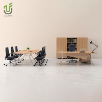 Bureau de direction iULTRA Premium réversible avec étagère et bibliothèque pour poste de travail financier et professionnel