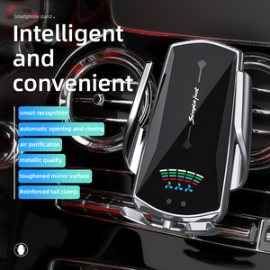 Support de téléphone portable pour voiture avec <span class=keywords><strong>chargeur</strong></span> sans fil rapide, capteur infrarouge intelligent, fixation sur grille d'aération, serrage automatique - Product Image 2