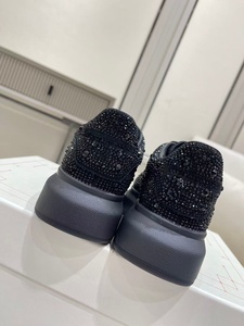 Zapatos casuales de lujo con diamantes incrustados de alta calidad, zapatos para caminar antideslizantes de suela gruesa a la moda, zapatillas negras con cordones. - Product Image 4