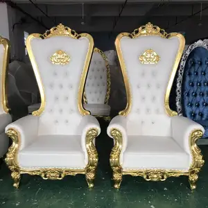 wholesale Hotel restaurant white wedding wooden throne chair conference room king queen throne chairs luxury for Banquet hall