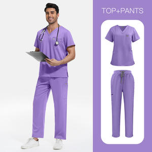 ชุดสครับผู้ชายคุณภาพสูง ทรงขาตรง แบบมีกระเป๋าหลายช่อง สำหรับโรงพยาบาล <span class=keywords><strong>ขา</strong></span>ยส่ง ผ้าเนื้อยืด ระบายอากาศได้ดี ชุดยูนิฟอร์มพยาบาล - Product Image 3
