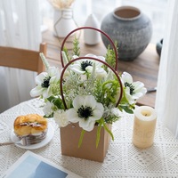 Ensemble de paniers floraux en camélia blanc, décoration artificielle pour mariage, maison, extérieur, bouquet à main, décoration murale