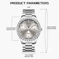Montre-bracelet à quartz 2026 de luxe unisexe, lumineuse, calendrier analogique, bracelet en alliage d'acier inoxydable, mode, étanche 89255