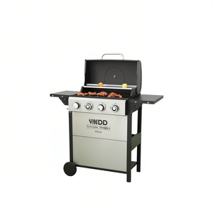 Barbecue au gaz propane VHDD à 4 brûleurs avec une puissance de 34200 BTU, construction en acier inoxydable, tables latérales pliables, allumage piézoélectrique - Product Image 1