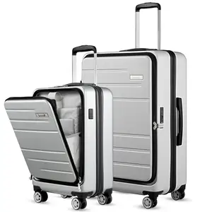 Bagagem Airline Aprovado com Laptop Compartimento, PC Hard Case Bagagem com Porta USB, Mala de Viagem com Rodas, Leve (