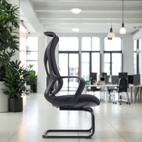 Chaise de bureau exécutive moderne en gros, en tissu, ergonomique, réglable en hauteur, sans roulettes, pour ordinateur, travail, personnel, aluminium