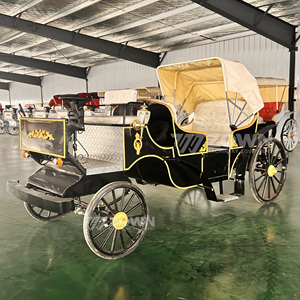 Carroza Eléctrica Vintage ZOWN, Adorno Negro y Dorado, Vehículo de 4 Ruedas Estilo Europeo para Bodas y Turismo - Product Image 5