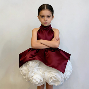 Платье-туника OUTONG для девочек в европейском и американском стиле, атласное, без рукавов, с бретелью через шею, для вечеринок, дней рождения и показов мод - Product Image 4