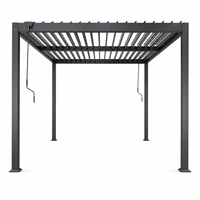 Pergola manuelle 4*4*2.5m, auvent à lamelles réglables en fer, poteaux et poutres en aluminium, abri imperméable pour jardin, patio, cour arrière