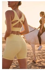<span class=keywords><strong>Berserk</strong></span> verano Fitness dos piezas Cruz corta hermosa espalda sujetador al aire libre Jogging pantalones cortos traje deportivo cintura alta bolsillo pantalones de Yoga - Product Image 3